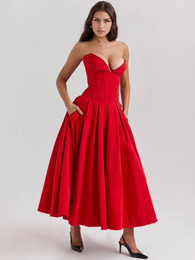 Auriane™ | Strapless midi dress with corset top