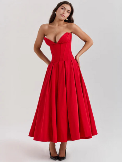 Auriane™ | Strapless midi dress with corset top