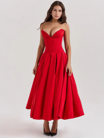 Auriane™ | Strapless midi dress with corset top