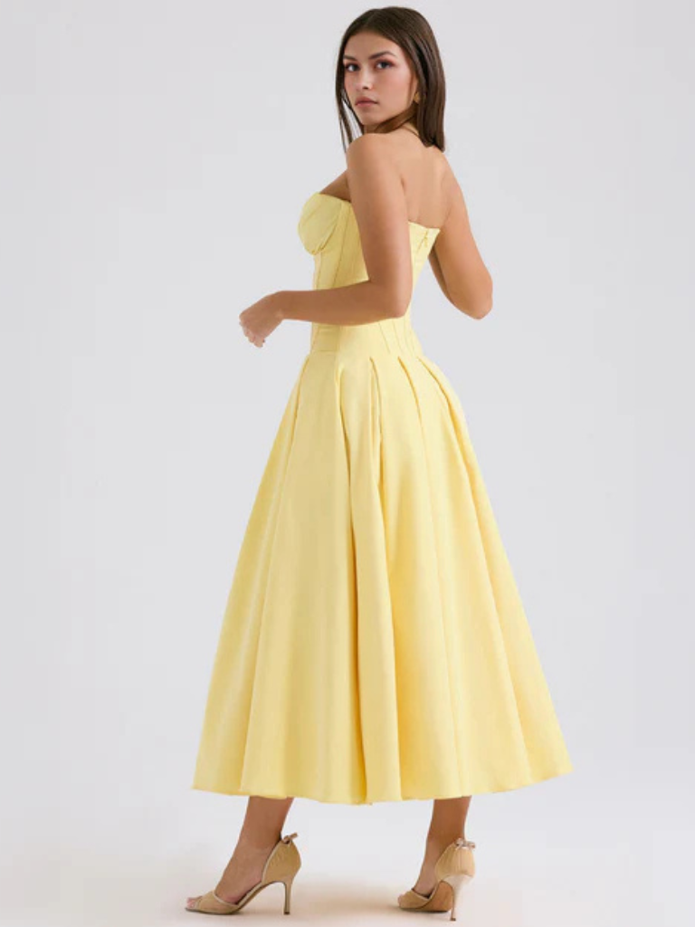 Auriane™ | Strapless midi dress with corset top