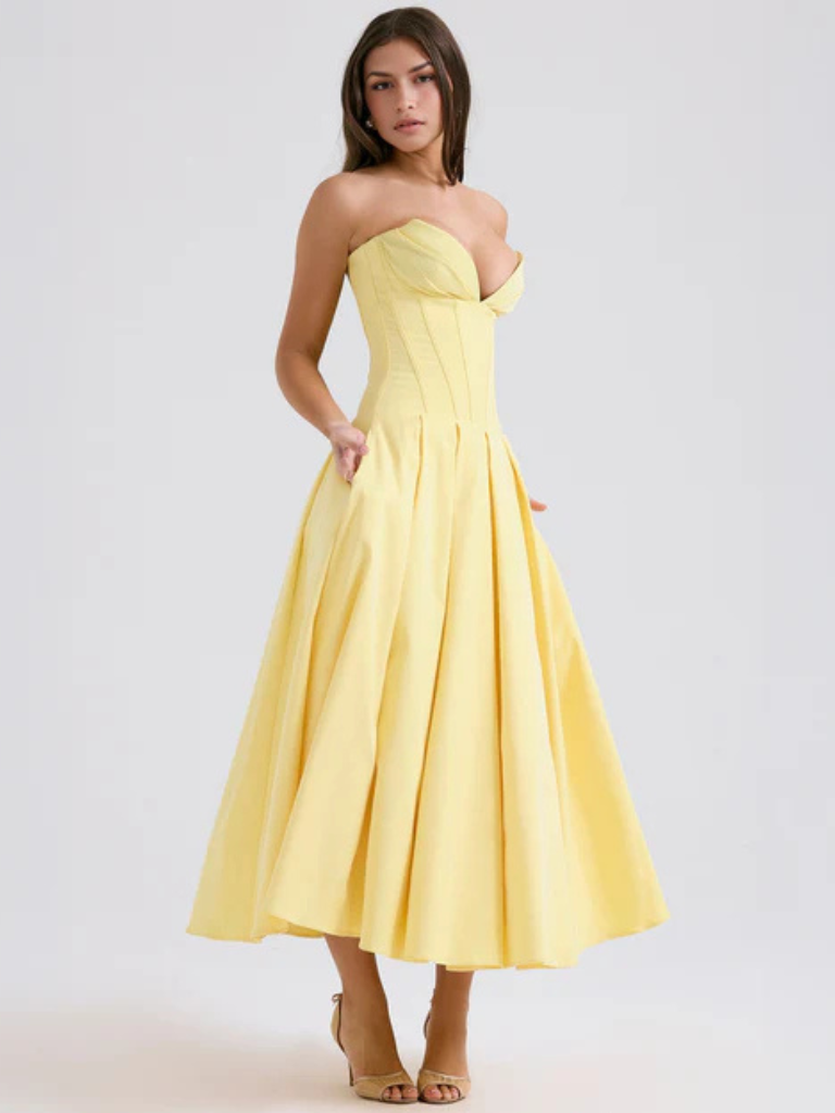 Auriane™ | Strapless midi dress with corset top