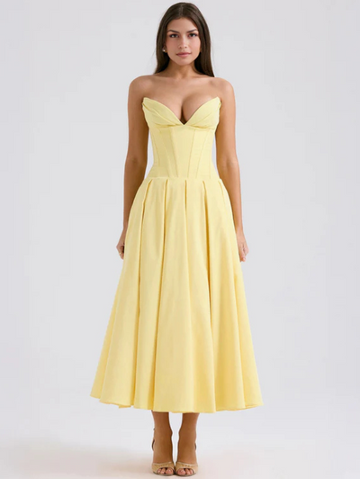 Auriane™ | Strapless midi dress with corset top