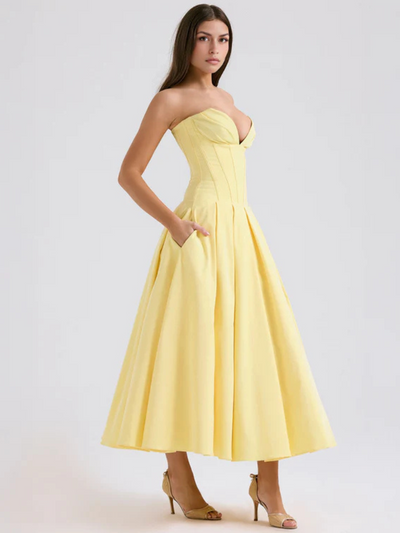 Auriane™ | Strapless midi dress with corset top
