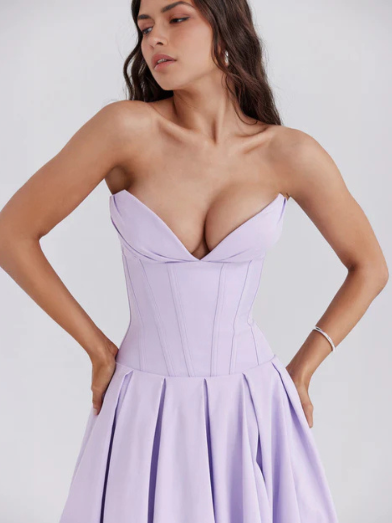 Auriane™ | Strapless midi dress with corset top