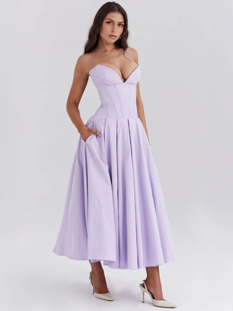 Auriane™ | Strapless midi dress with corset top