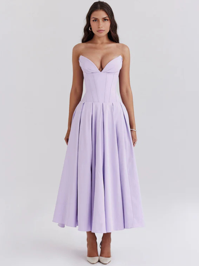 Auriane™ | Strapless midi dress with corset top