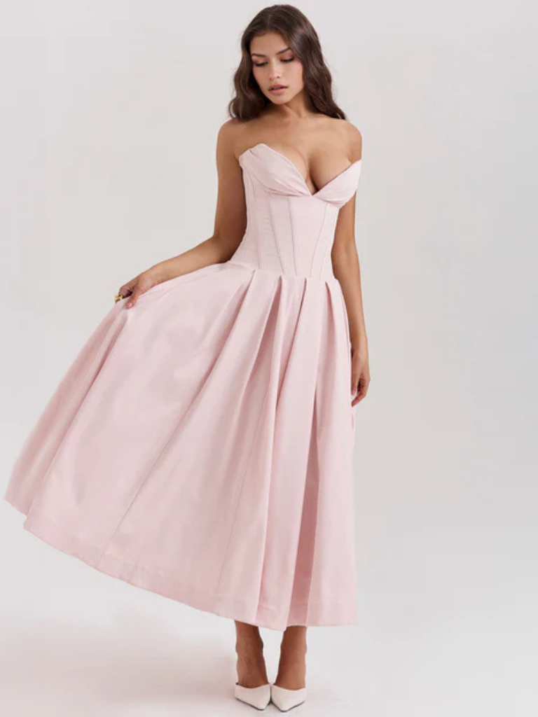 Auriane™ | Strapless midi dress with corset top