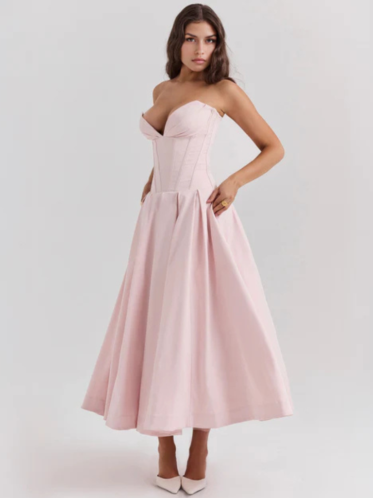 Auriane™ | Strapless midi dress with corset top