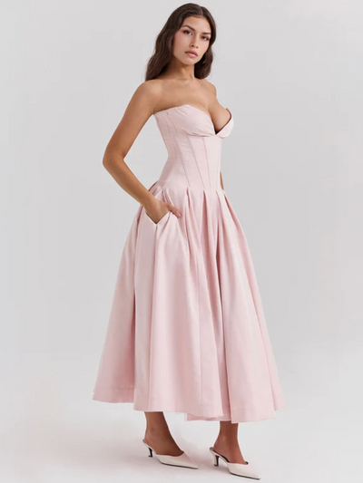 Auriane™ | Strapless midi dress with corset top