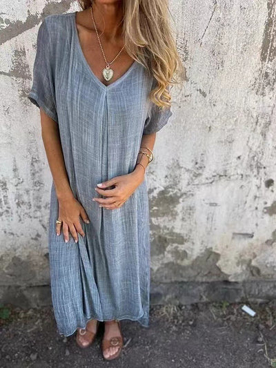 Amber | Elegant V-Neck Midi Dress
