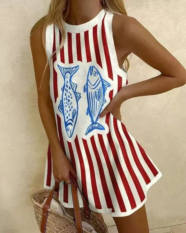 Short dress with fish print