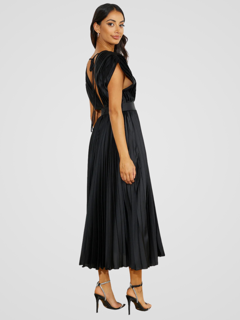 Amaya™ | Pleated Midi Dress with Romantic Elegance