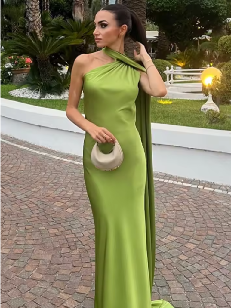 Solana™ | Gown with Draped Shoulder Detail
