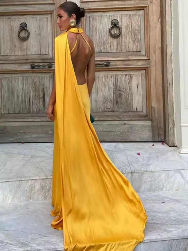 Solana™ | Gown with Draped Shoulder Detail