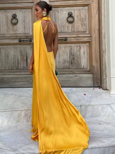 Solana™ | Gown with Draped Shoulder Detail