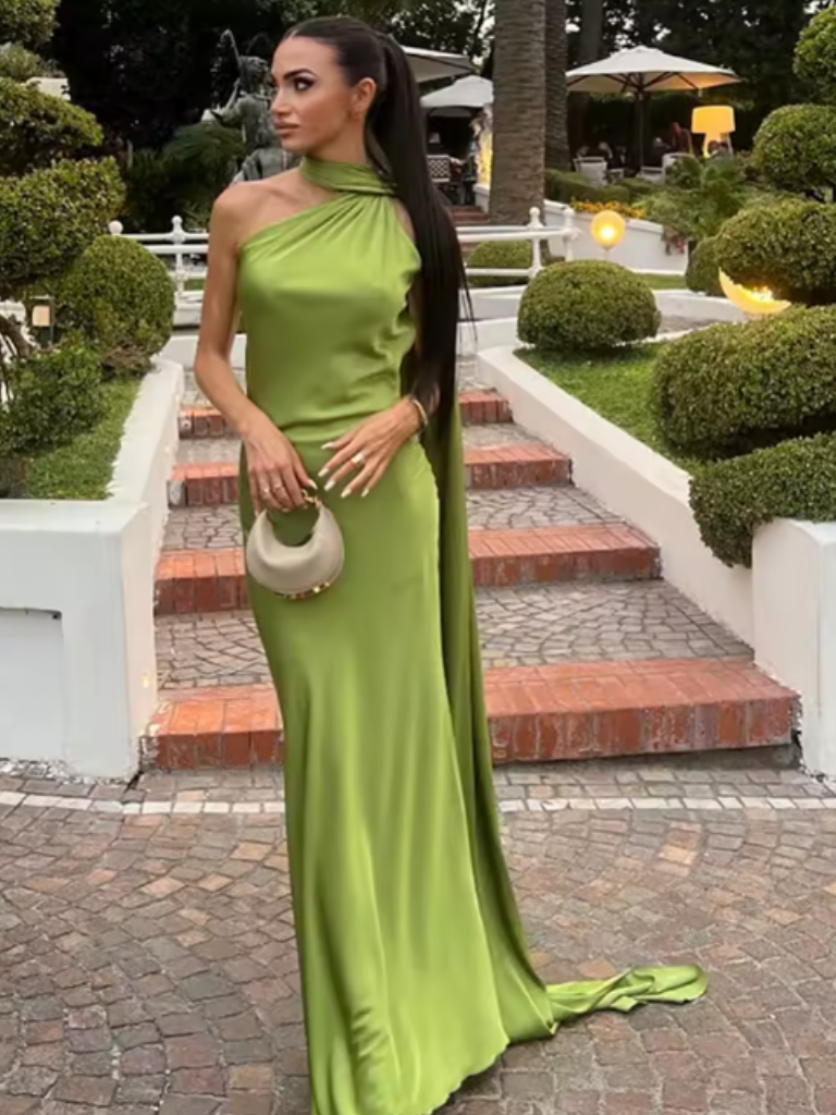Solana™ | Gown with Draped Shoulder Detail