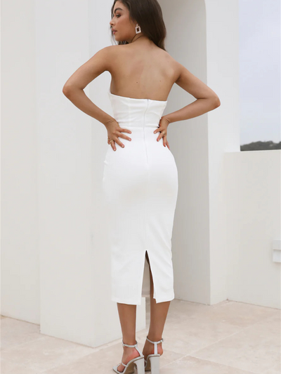 Célina™ | Off-shoulder midi dress with sweetheart neckline