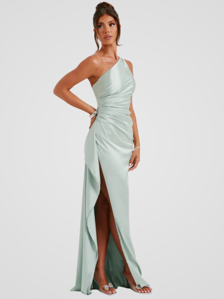 Soleil™ | Satin Maxi Dress with Elegant Shine