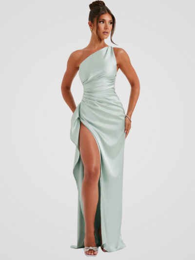 Soleil™ | Satin Maxi Dress with Elegant Shine