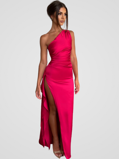 Soleil™ | Satin Maxi Dress with Elegant Shine