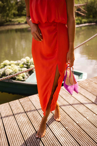 Isla – Sleeveless Midi Dress with Waistband