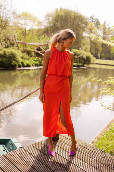Isla – Sleeveless Midi Dress with Waistband