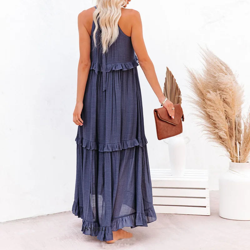 Sarah | Halter Maxi Dress with Ruffles (Almost Sold Out)
