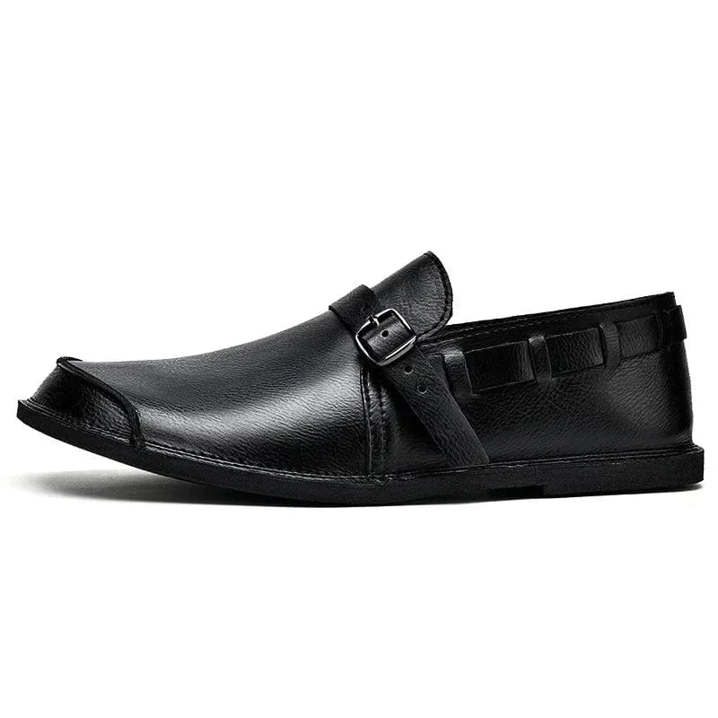 Calen Buckled Leather Loafers