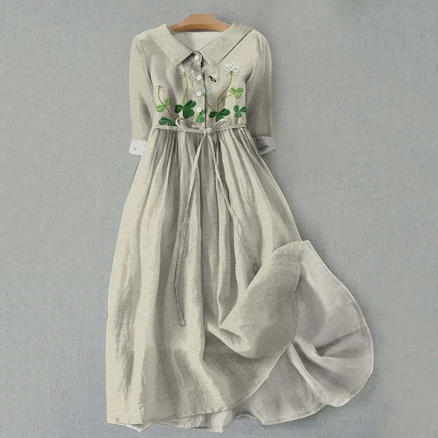 Daisy-Lou | Shirt Dress – Soft Neutrals, Playful Stitching