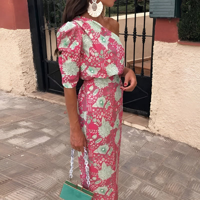 Milena™ | One-Shoulder Midi Dress – Sophisticated & Flattering for Every Silhouette