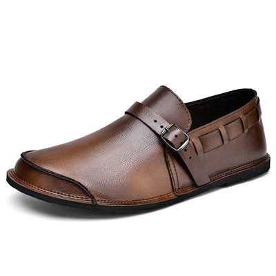 Calen Buckled Leather Loafers