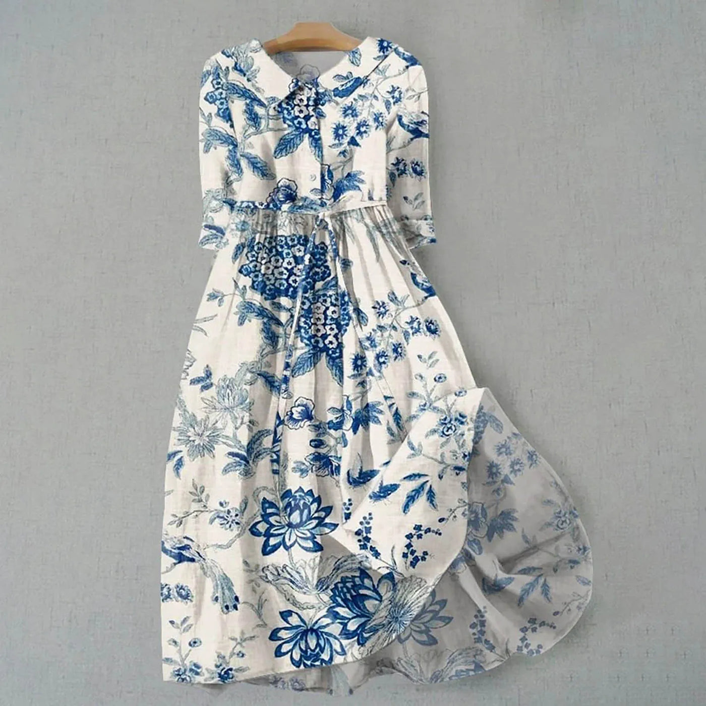 Sophie-Bleu | Shirt Dress – Classic Porcelain Meets Flowing Grace