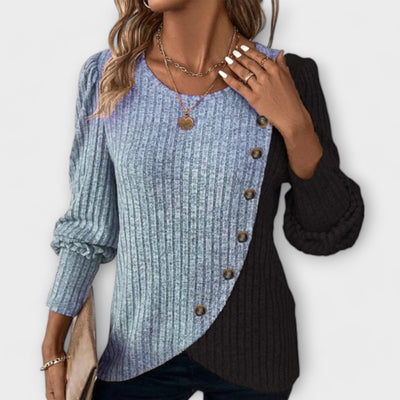 Calista – Colourful Elegance in Colourblock T-shirt