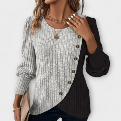 Calista – Colourful Elegance in Colourblock T-shirt