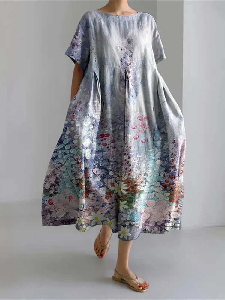 Vivienne™ | Midi Dress – Watercolour Whispers of Spring