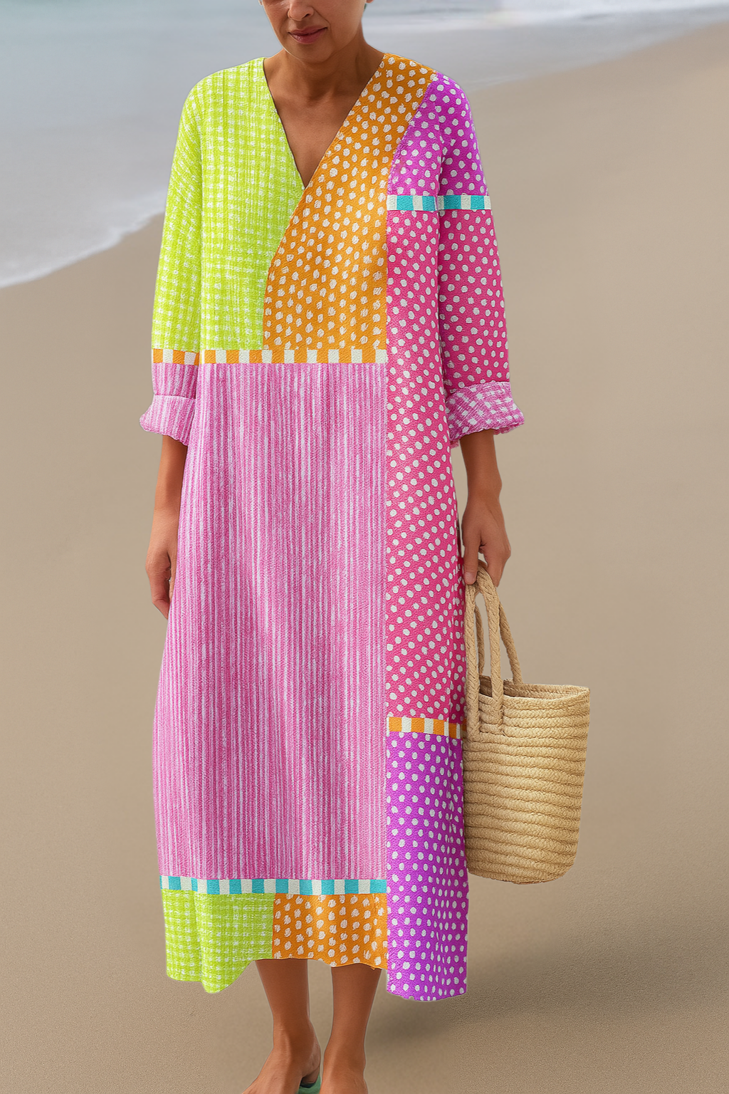 Andrea | Colourful Patchwork Dress Joyful Colours in Artistic Flow