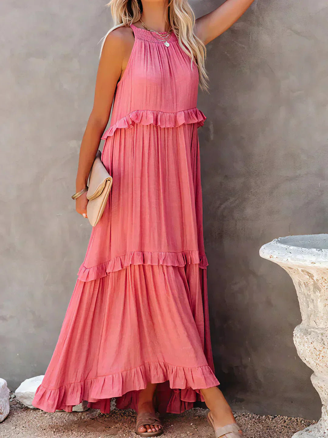 Sarah | Halter Maxi Dress with Ruffles (Almost Sold Out)