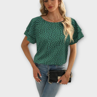 Samantha – Blouse with Ruffle Details and Round Neck