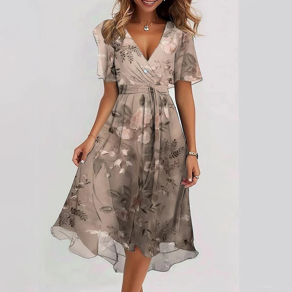 Arianna™ - Lightweight Short Sleeve Dress with Elegant Print