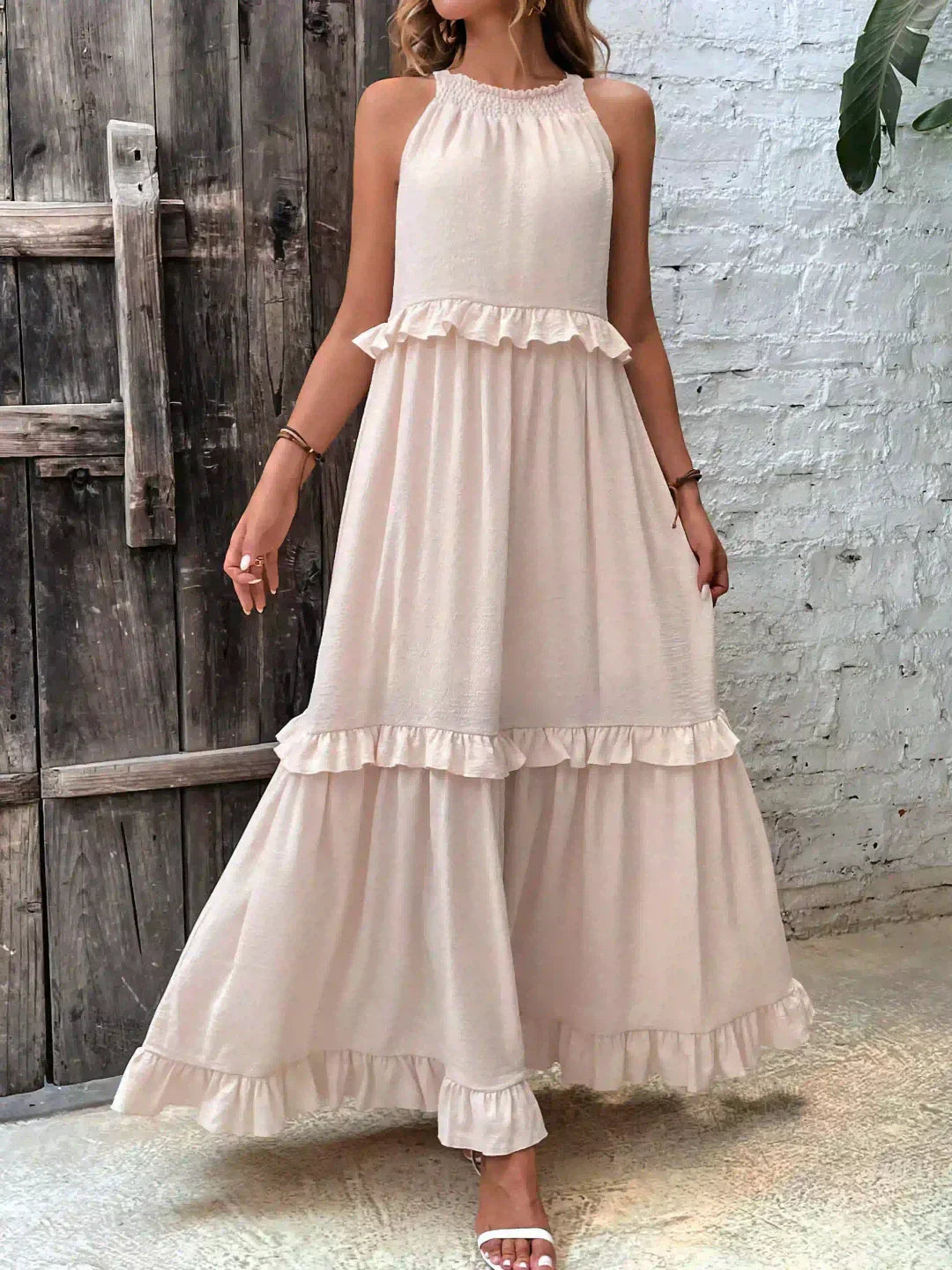Sarah | Halter Maxi Dress with Ruffles (Almost Sold Out)