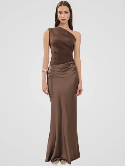 Chiara™ | Satin One-Shoulder Dress with Refined Draping