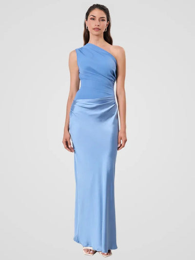 Chiara™ | Satin One-Shoulder Dress with Refined Draping
