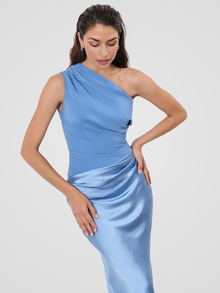 Chiara™ | Satin One-Shoulder Dress with Refined Draping