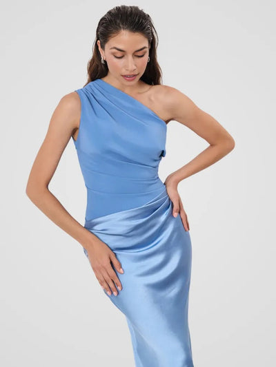 Chiara™ | Satin One-Shoulder Dress with Refined Draping
