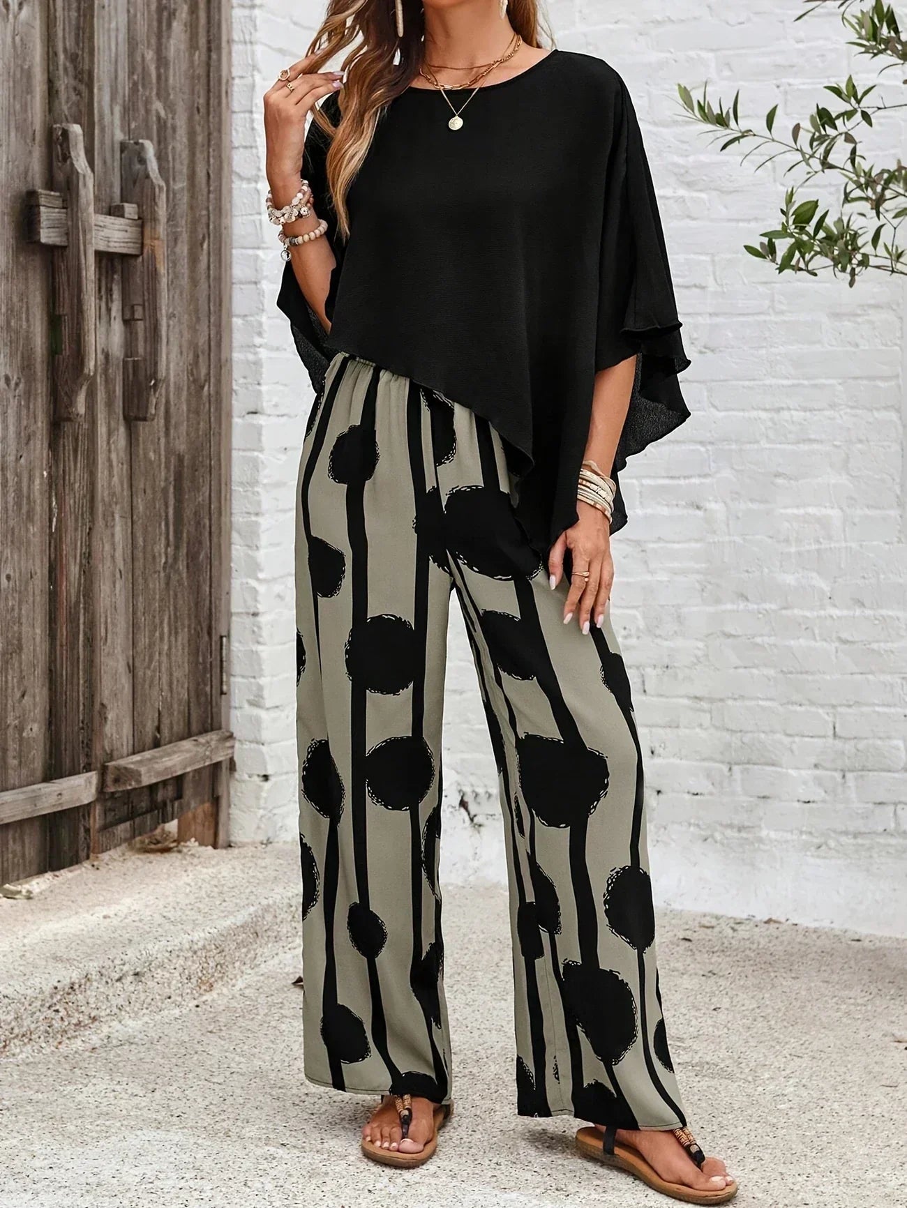 Sana - Comfortable Elastic Waist Two-Piece Set