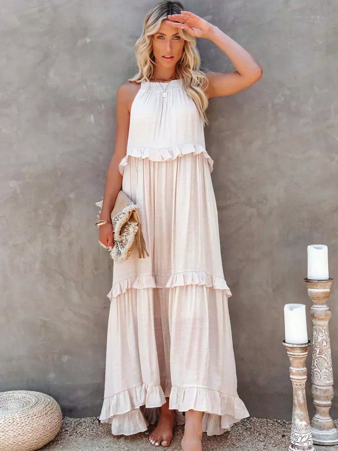 Sarah | Halter Maxi Dress with Ruffles (Almost Sold Out)