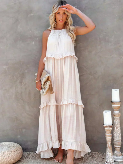 Sarah | Halter Maxi Dress with Ruffles (Almost Sold Out)