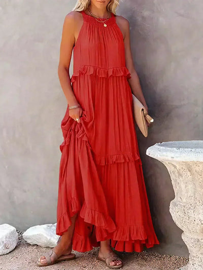 Sarah | Halter Maxi Dress with Ruffles (Almost Sold Out)