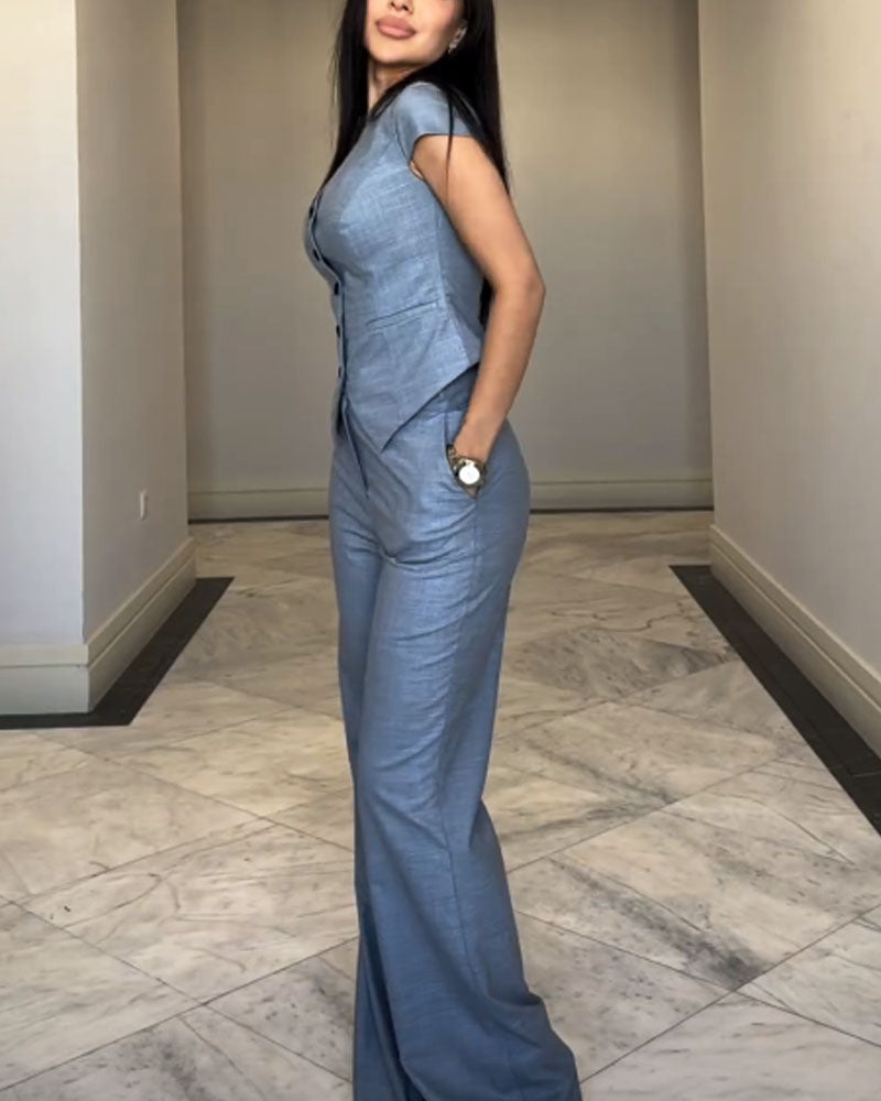 Lola | V-neck Top and Trousers Set