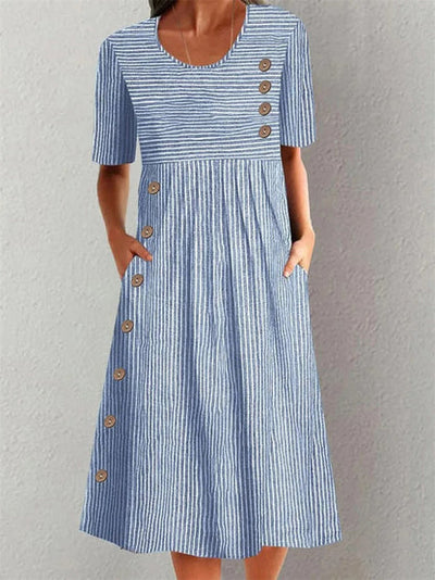Cassiopée | Elegant Striped Midi Dress